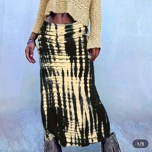 Bodycon  tan/black Tie-Dye Maxi Skirt